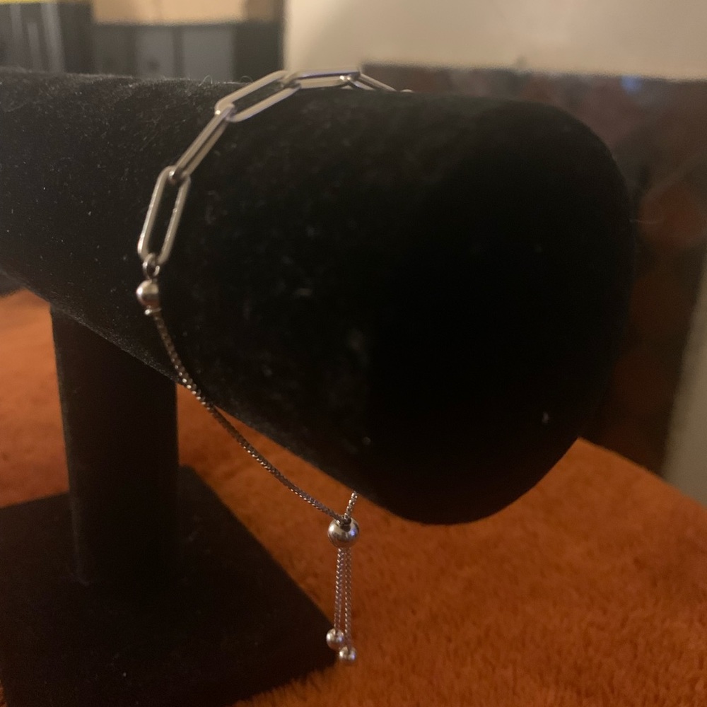 Sterling Silver 925 Paperclip Bolo Bracelet